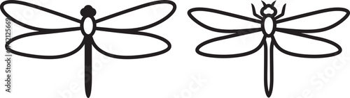 Two dragonfly silhouettes facing opposite directions