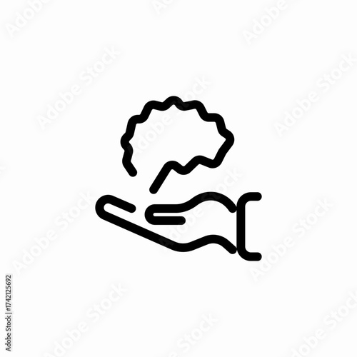 brain in hand icon sign vector