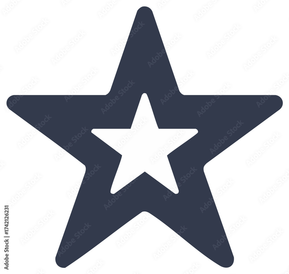 Fototapeta premium Two-layered star icon in dark blue and white isolated design element