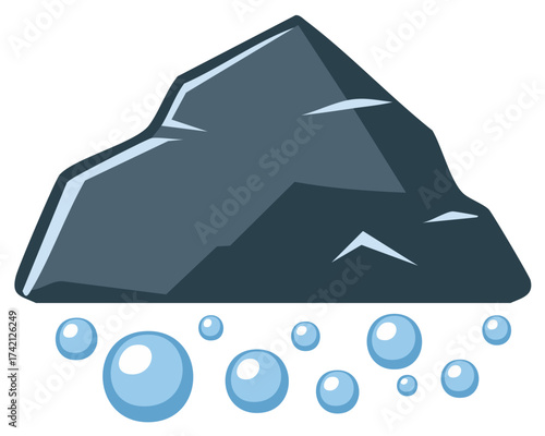 Dark Grey Rock Formation with Bubbles Illustration