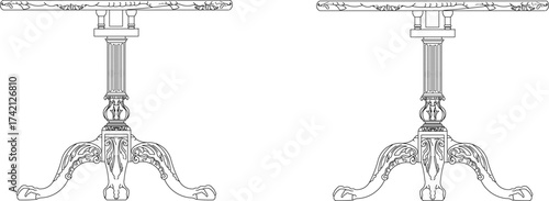 Vector sketch illustration silhouette of wooden house furniture design with traditional ethnic vintage classic retro decoration ornaments