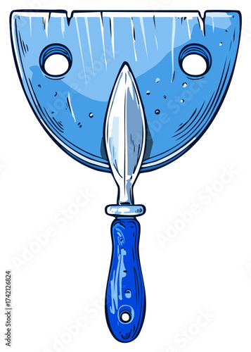 Bright blue semicircular grout float illustration construction tool