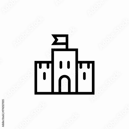 fortified stone castle icon sign vector
