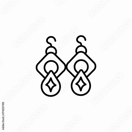 jeweled drop earrings icon sign vector