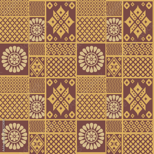 ikat Abstract Ethnic art.Seamless pattern in tribal, folk embroidery, and Mexican style. Aztec geometic  art ornament print. Design for carpet, Vector seamless pattern. Cover,wallpaper, wrapping.
