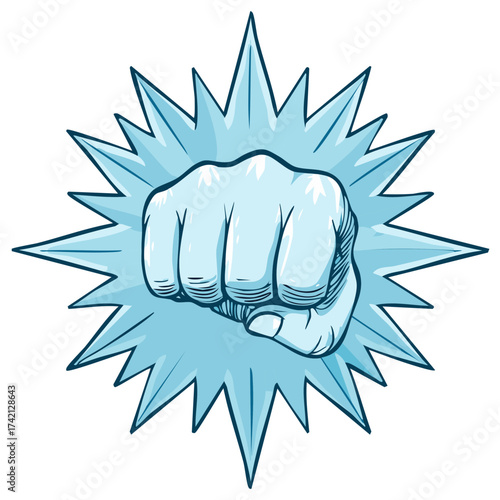Powerful comic book style punch with a starburst impact