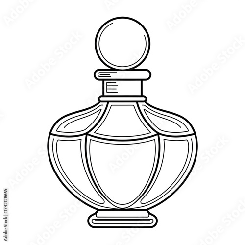 Elegant Perfume Bottle Illustration, Fragrance, Cosmetics, Beauty, Cosmetic Container, Line Art, Vintage, Makeup, Decoration, Scent
