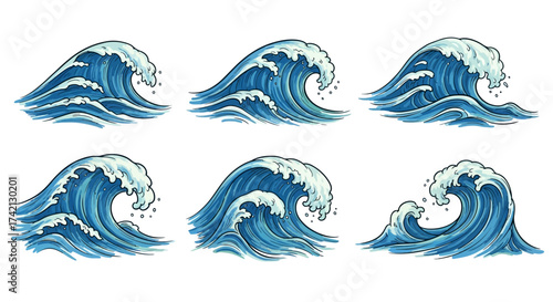 Collection of ocean wave graphics.