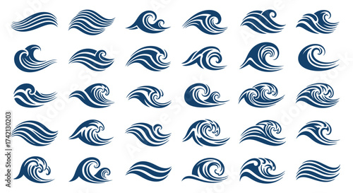 Collection of various wave graphics and icons.