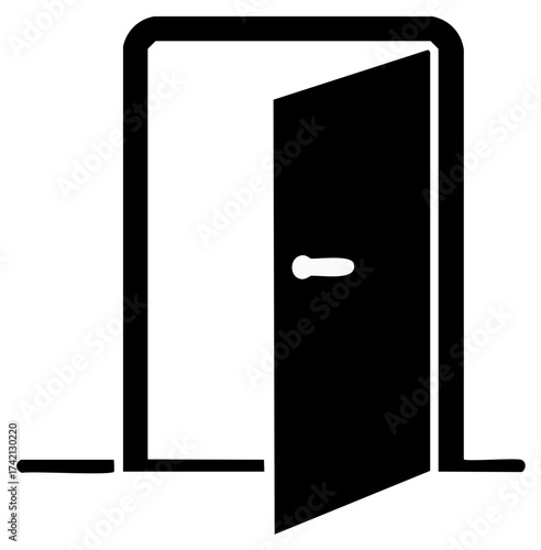 Simple graphic illustration of an open door with a handle symbolizing access and choice