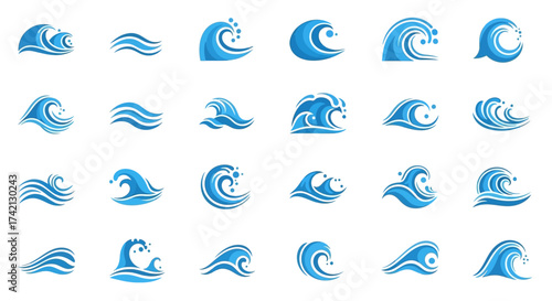 Collection of various wave icons and symbols.