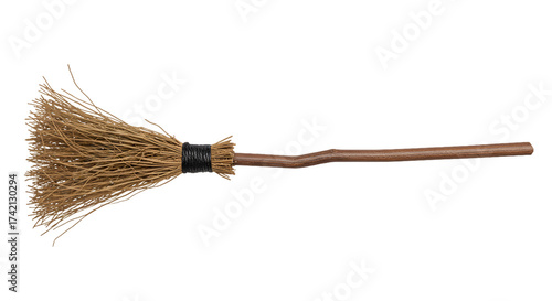 Fotografia Classic Witchs Broomstick with Twig Bristles and Wooden Handle