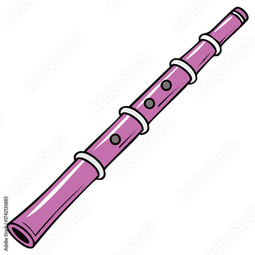 Pink Cartoon Clarinet Vector Illustration Music Instrument Design