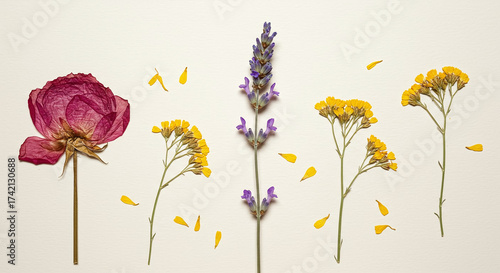 Fragrant Pressed Botanicals Red Rose Lavender Yellow Flowers