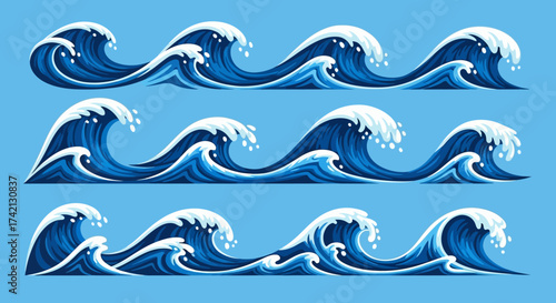 Graphic illustration of ocean waves.