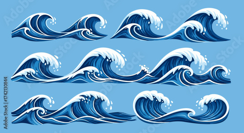 Collection of ocean wave graphics.