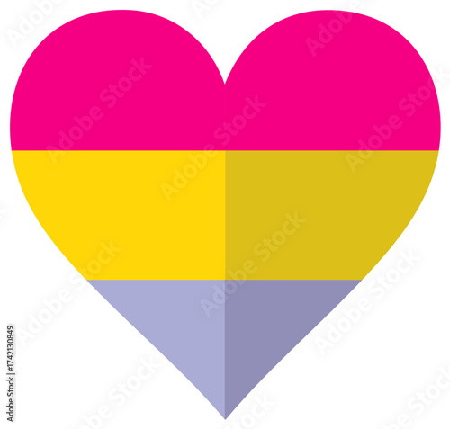 Pansexual Pride Flag in a Heart Shape Icon Love and Equality Symbol