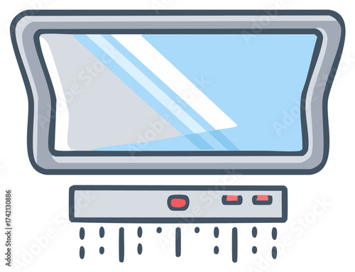 Abstract Monitor Displaying Graphics with Computer Processing Unit Vector Style Tech Aesthetic