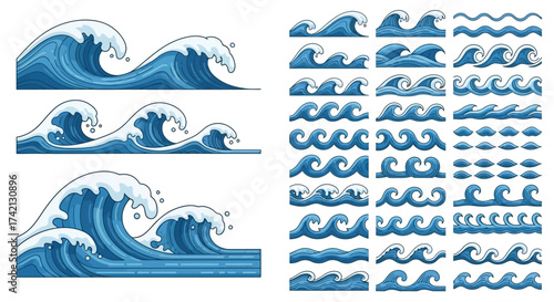 Collection of various ocean wave graphics.