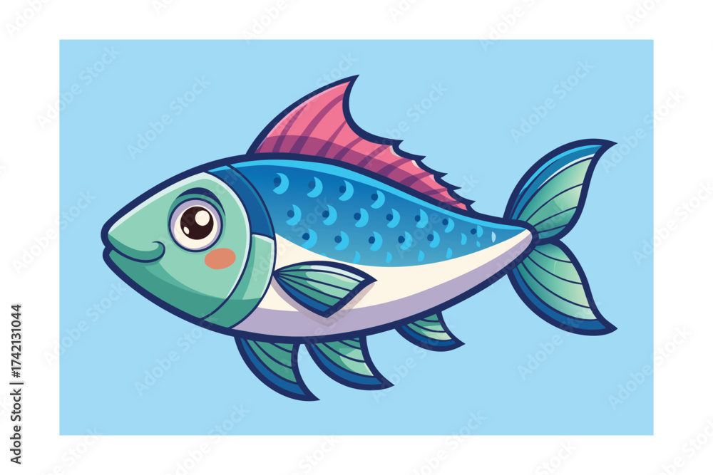 Fototapeta premium Cartoon Illustration of Whole Fish with Scales