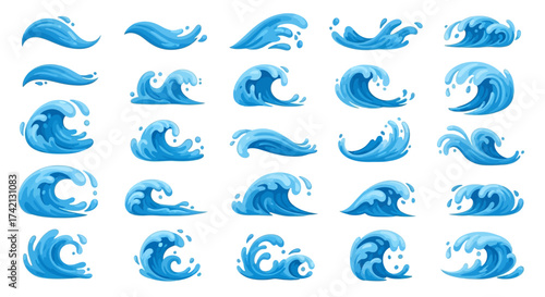 Collection of various ocean wave graphics.