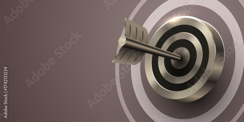 Target with arrow hitting bullseye, symbolizing precision and success, ideal for business goals and achievements. Vector illustration