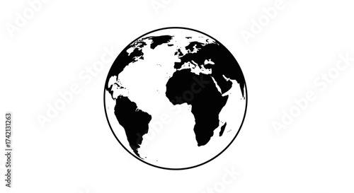 Black and white illustration of Earth.
