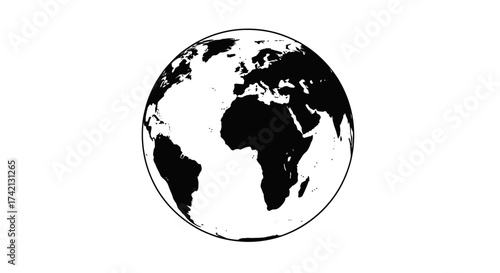 Black and white illustration of Earth.