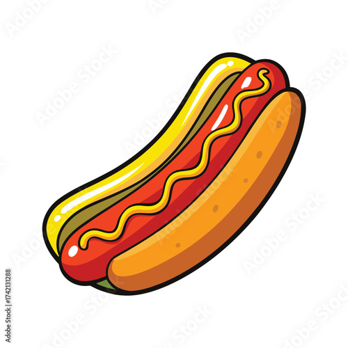 Cartoon Hot Dog Isolated on White Background