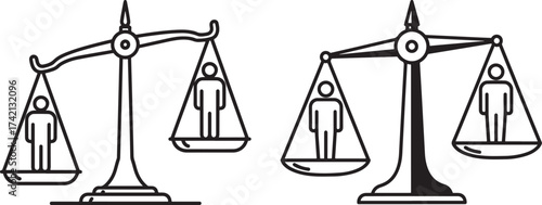 Scales of justice with human silhouettes