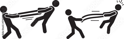 Two figures pulling and pushing silhouette
