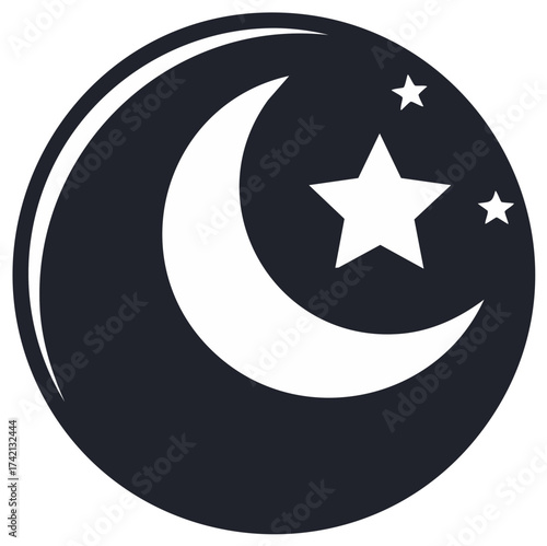 Moon and Stars Symbol Vector Illustration for Design or Logo
