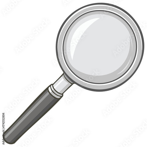 Classic magnifying glass cartoon icon for search inspection and discovery
