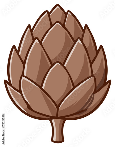 Brown Artichoke Illustration Simple Stylized Vegetable Graphic for Healthy Food Concepts