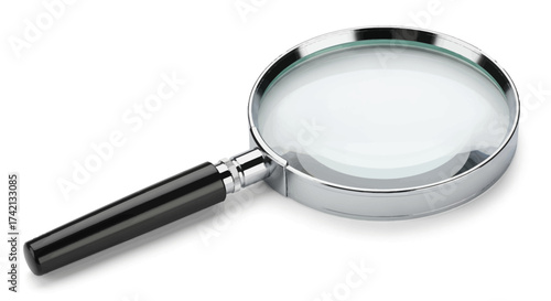 A magnifying glass with a black handle.
