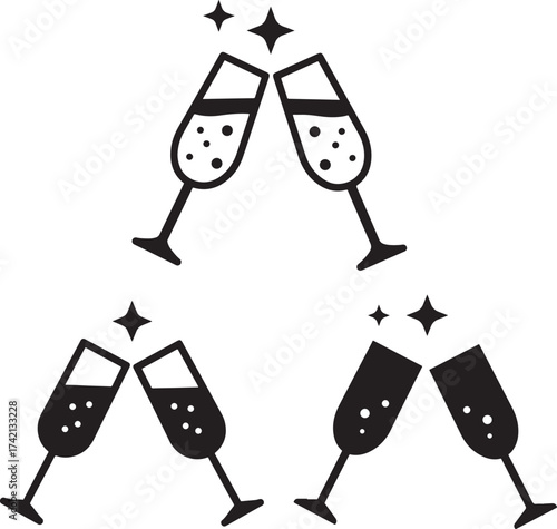 Champagne toast celebration silhouette