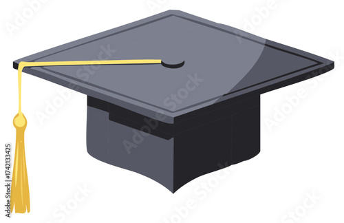 Classic Academic Graduation Cap with Golden Tassel for Educational Achievement Symbol