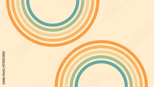 Abstract background of rainbow groovy Wavy Line design in 1970s Hippie Retro style. Vector pattern ready to use for cloth, textile, wrap and other.