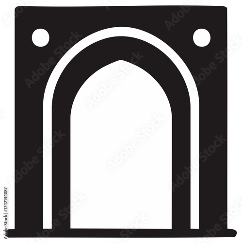 Geometric Moroccan Archway Silhouette, Elegant Middle Eastern Architecture Element, Portal Symbol