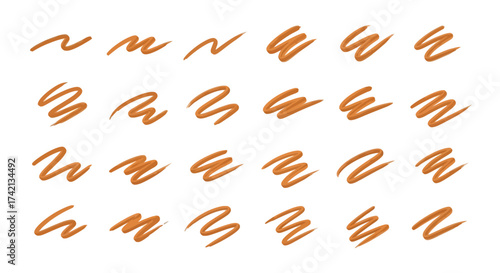 Set of Hand Drawn Wavy Lines and Scribbles with a Soft Orange Hue Ideal for Design Elements and Backgrounds