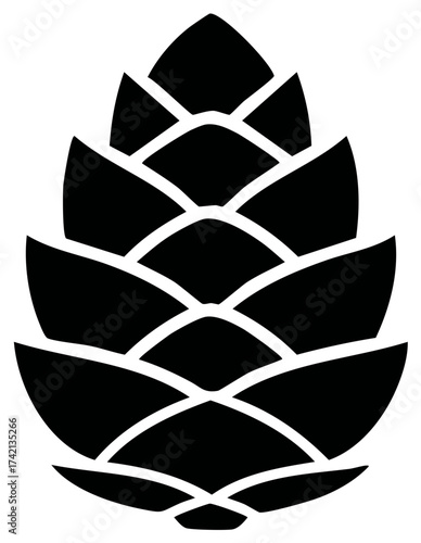 Black and White Hop Cone Illustration for brewing industry and beer production or harvest design