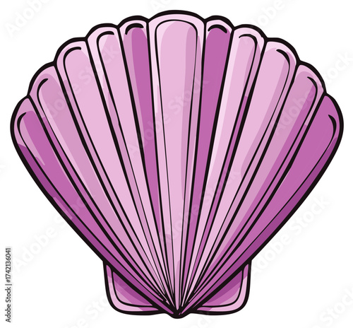 Illustrated pink seashell, isolated, perfect for design, decoration and marine concept