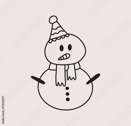 Snowman winter christmas hand drawing element