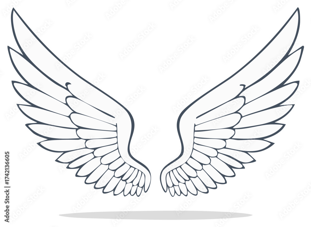 Obraz premium Stylized Angelic Wings Vector Illustration