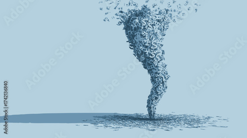 Dollar symbols swirling in a tornado