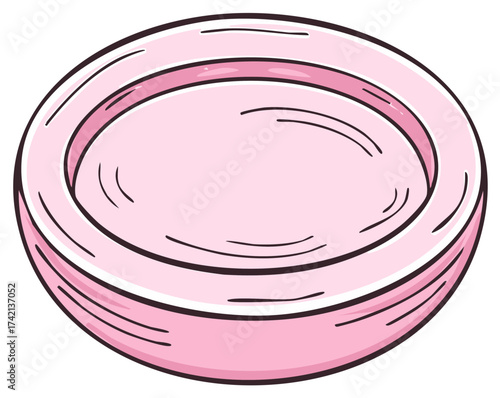 Illustration of a pink round plate design with a light border around
