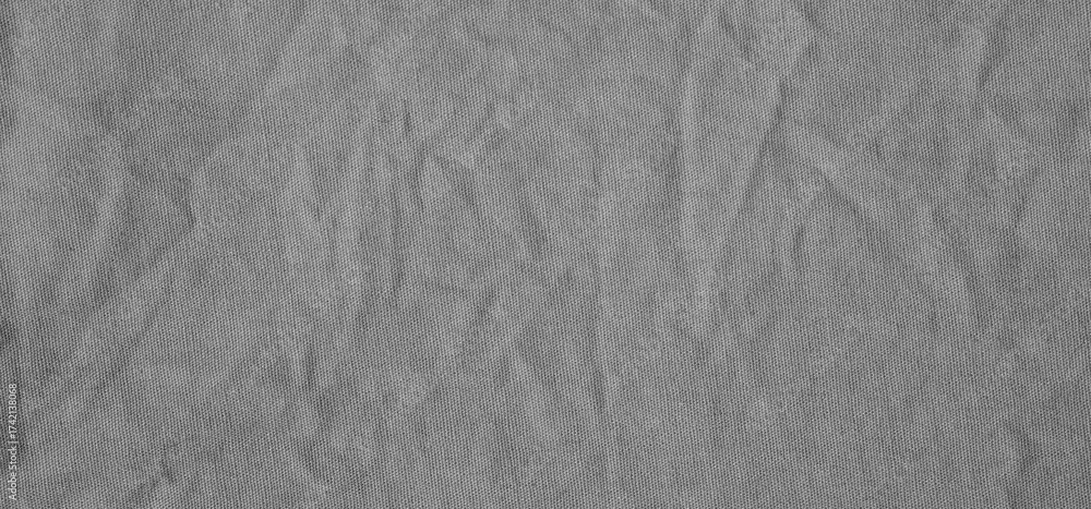 Fototapeta premium Gray cotton fabric texture background, Wrinkle surface textile, wallpaper, banner