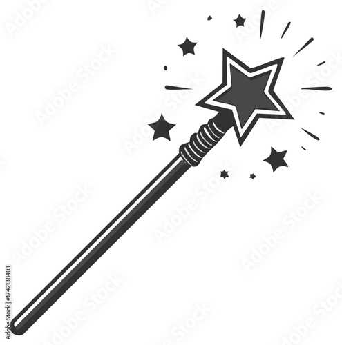 Star topped Magic Wand with Sparkles, Magical Accessory for Wishes, Wizardry, and Sorcery