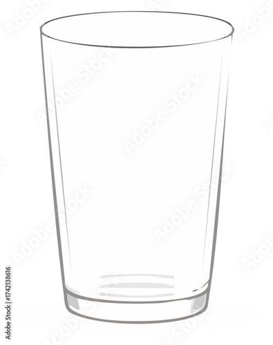 Simple line art illustration of an empty transparent drinking glass or tumbler