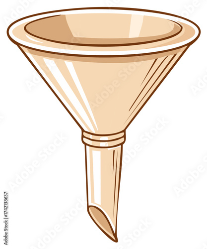 Cartoon style kitchen funnel illustration for pouring liquids or transferring substances